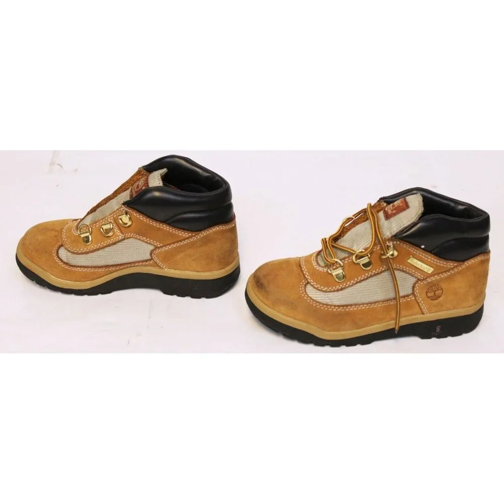 Timberland Baby Shoes sz 12 Tan Leather Hiking Boots Mesh Suede Walking Non-Slip